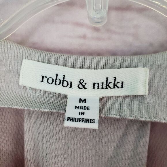 Robbi & Nikki Mixed Media Keyhole Blouse Shirt Top High Low Medium - Picture 2 of 6